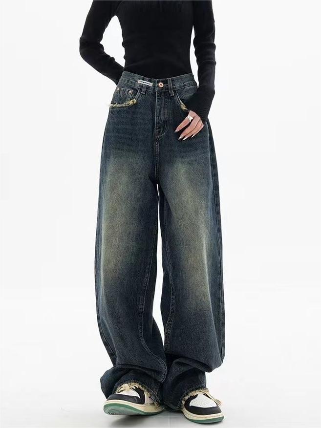 Vintage flodderige Boyfriend-jeans met verwassen effect