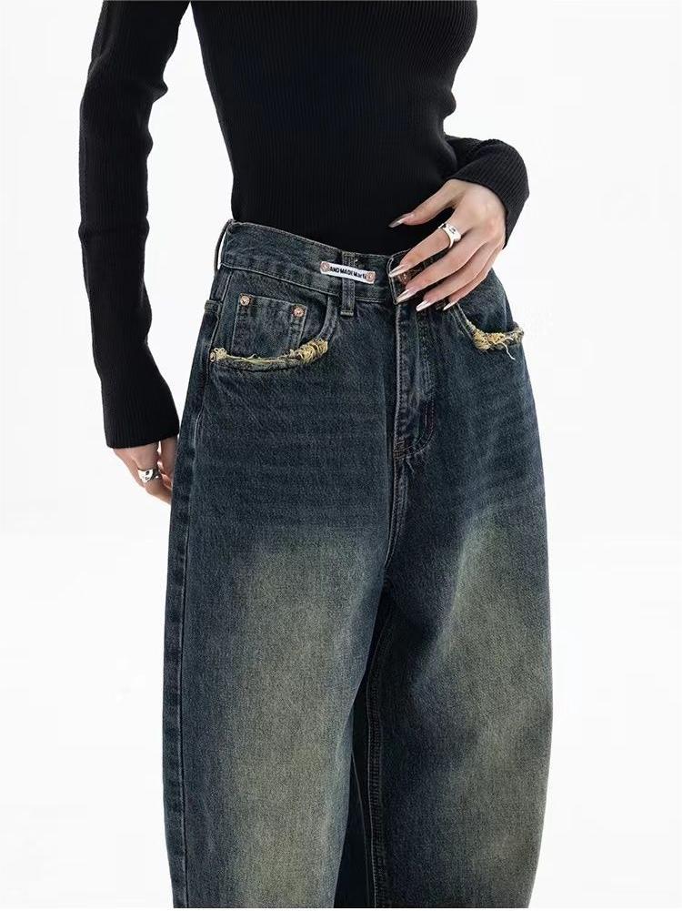 Vintage flodderige Boyfriend-jeans met verwassen effect