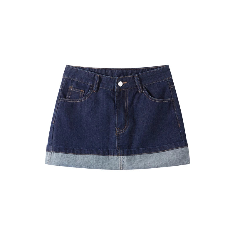 Denim Skirt Women Set Casual Long Sleeve Lapel Pocket Button Jacket Pleated Min Skirts 2025 Spring Summer Lady Suit