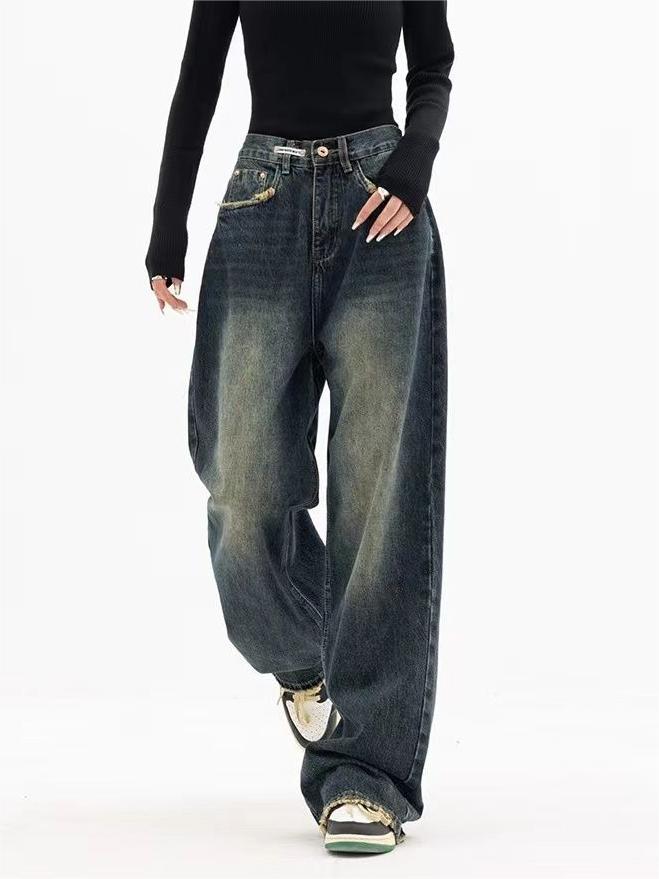 Vintage flodderige Boyfriend-jeans met verwassen effect