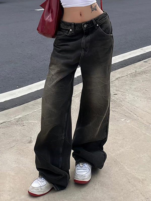 Boyfriend jeans met straattextuur en wassing