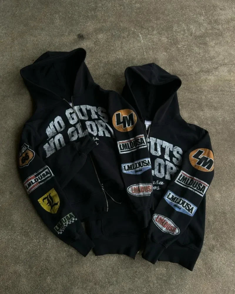 Motorcycle Style Graphic Hoodie