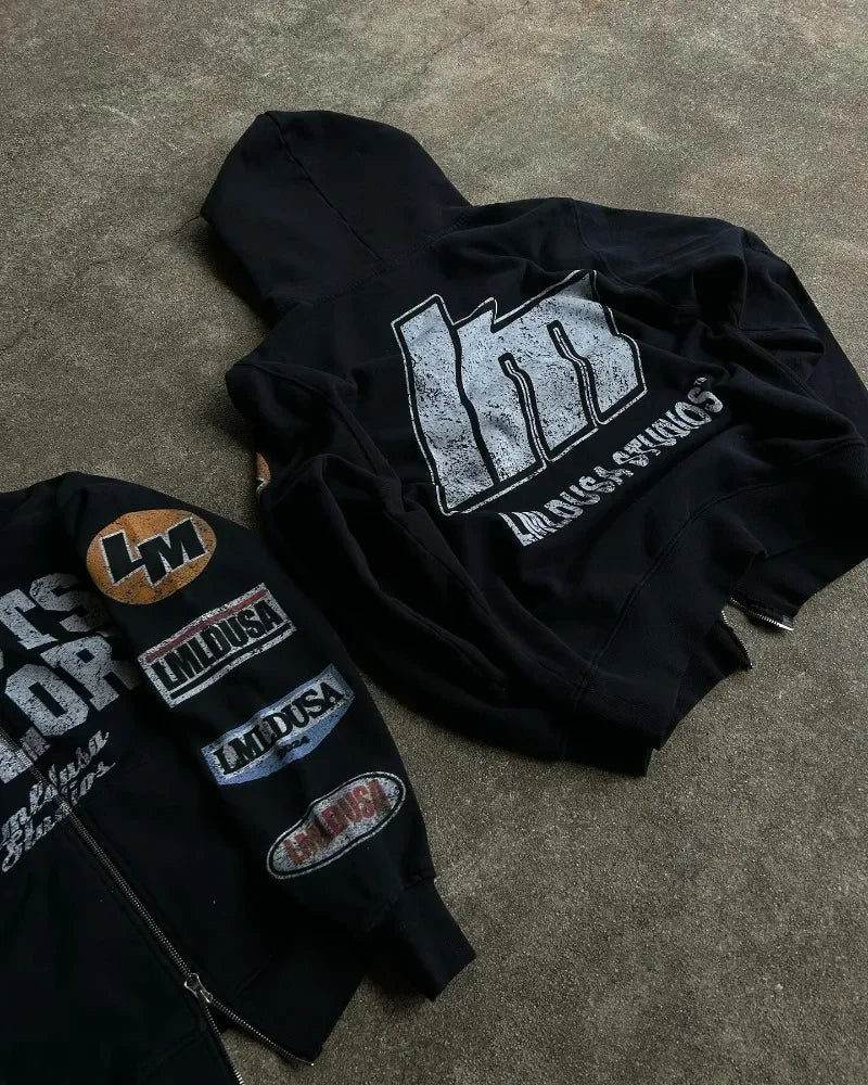 Motorcycle Style Graphic Hoodie