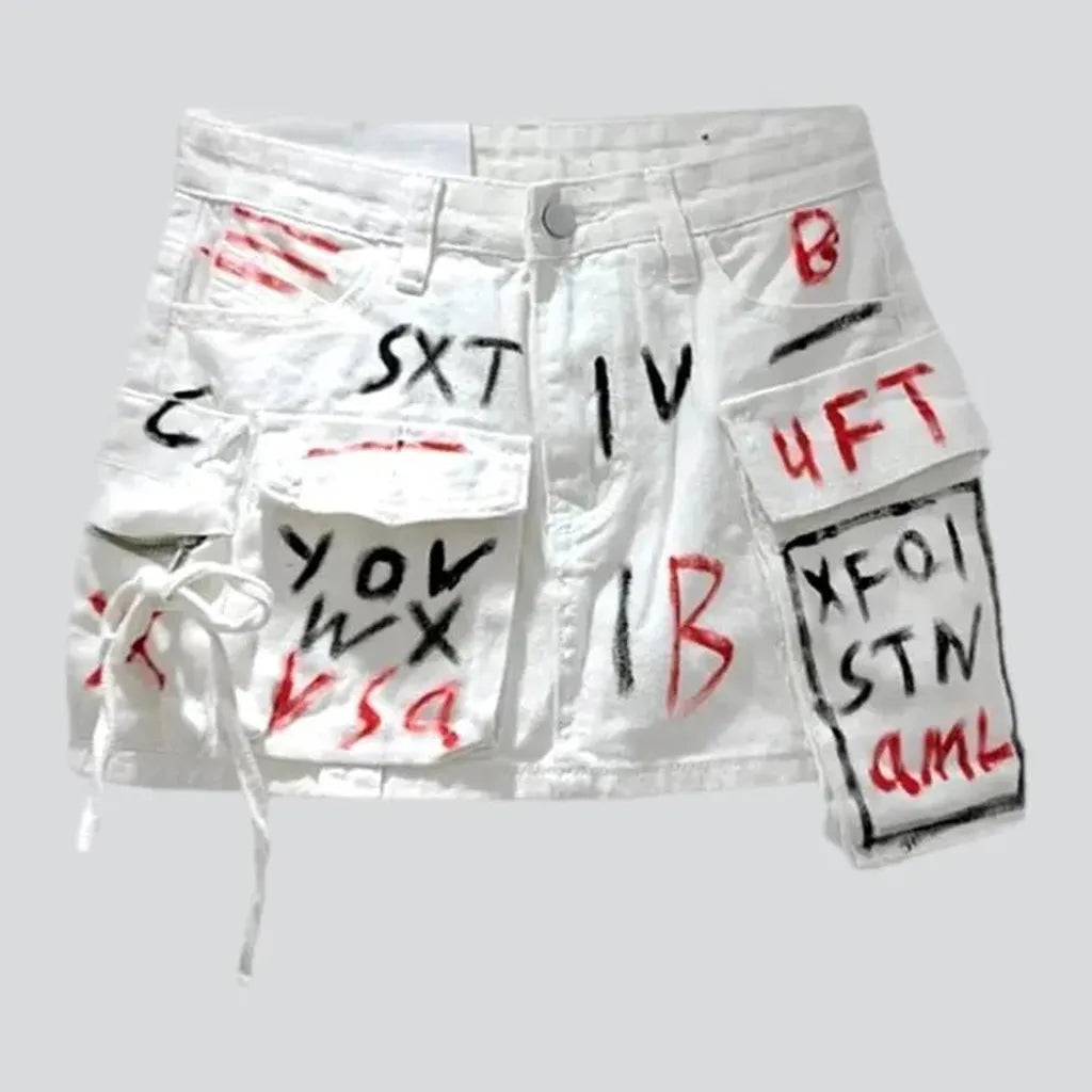 High-waist mini denim skort for women