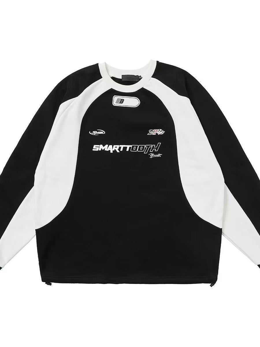 Retro oversized raglansweater met slogan